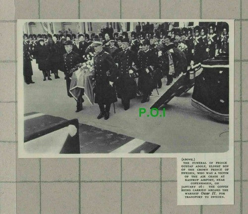 C2462) Prince Gustaf Adolf Funeral Warship OSCAR II Sweden - 1947 Clip