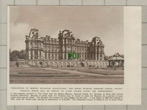 (C415) Bowes Museum Barnard Castle - 1949 Cutting