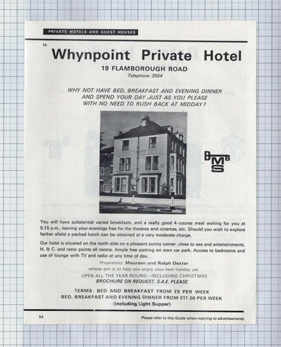 (5805) Ryburn Hotel Bridlington Sayers / Whynpoint Hotel Ralph Dexter - 1973