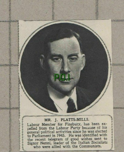 C1477) Mr J Platts-Mills Labour Party Finsbury - 1948 SMALL!!