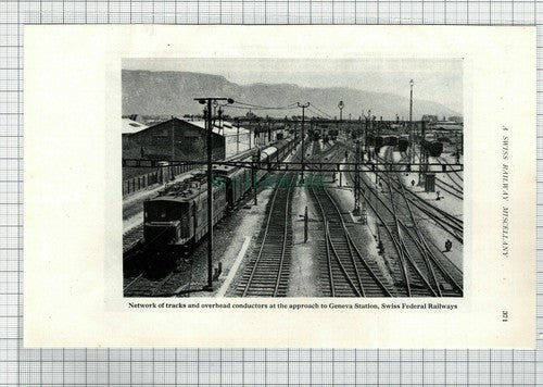 C7692) Geneva Station Switzerland Swiss Federal Railways - 1947 Cutting