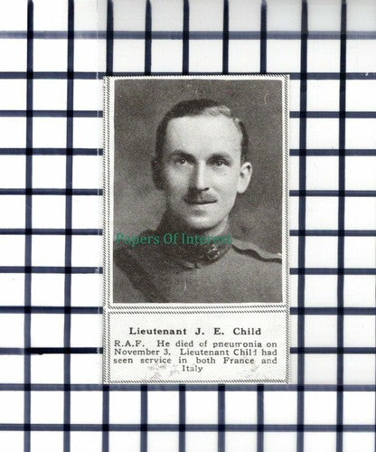C5862) Lt J E Child RAF World War One - 1919 Clip SMALL