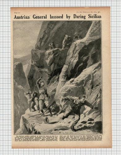 Sicilian Dimarco Lassoes Austrian General Isonzo - Antique Book Print 1915