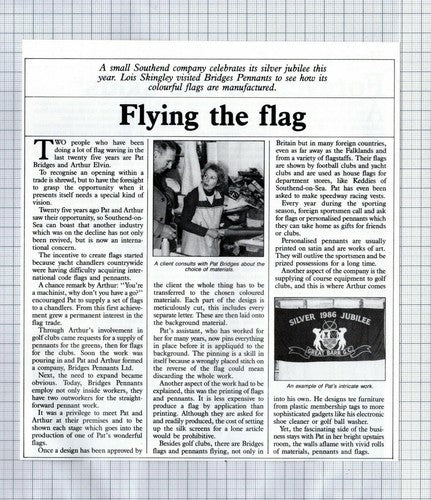 Bridges Pennants Southend Essex Pat Bridges Arthur Elvin - 1987 Clipping