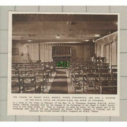 (C274) HMS RODNEY Chapel Royal Naval Air Station Sea Hawk Culdrose - 1949