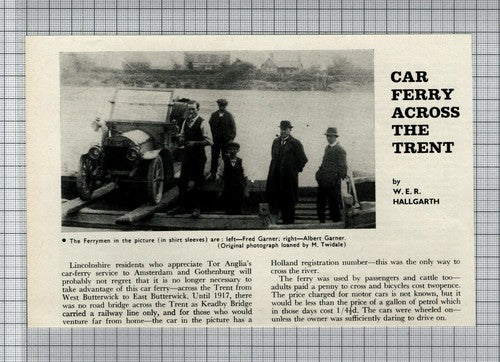Fred & Albert Garner Car Ferry Butterwick Trent - 1967 Small Clipping / Print