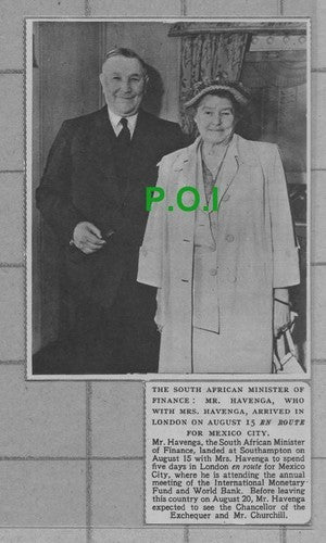 C2515) Mr & Mrs Havenga South African Minister - 1952 Clip