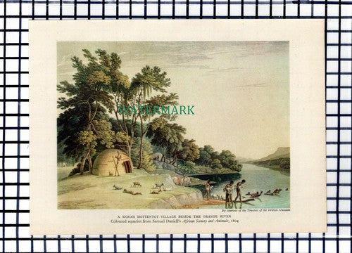 C5784) Korah Hottentot Village Orange River / Boer Family - Dbl Sided Print 1941