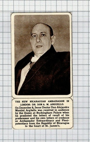 Dr Don Alejandro Montiel Arguello Nicaragua Ambassador - 1961 News Clipping