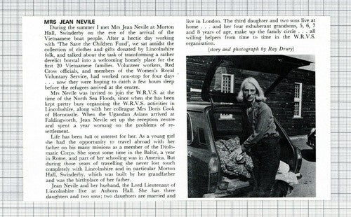 Auborn Hall Jean Nevile WRVS - 1979 Clipping