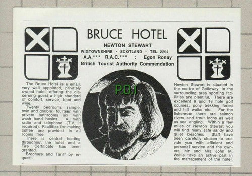 (5330) Bruce Hotel Newton Stewart Scotland John M Wyllie - 1976 Clip