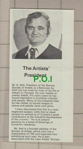 C2143) W G Bell Barrow Society of Artists Askam In Furness - 1979 Clip