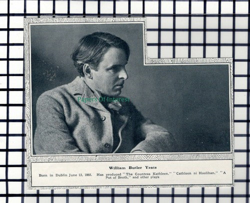 C6049) William Butler Yeats - 1914 SMALL Cutting