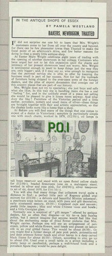 Bakers Antique Shop Newbiggin Thaxted Essex Mary Wright - 1970 Cutting