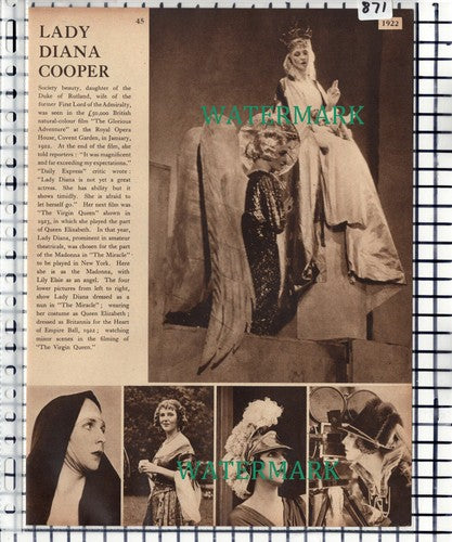 Lady Diana Cooper Actress Duke of Rutland - 1938 Cutting