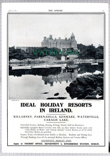 Parknasilla Ireland - 1913 Large MAGAZINE ADVERT / Print