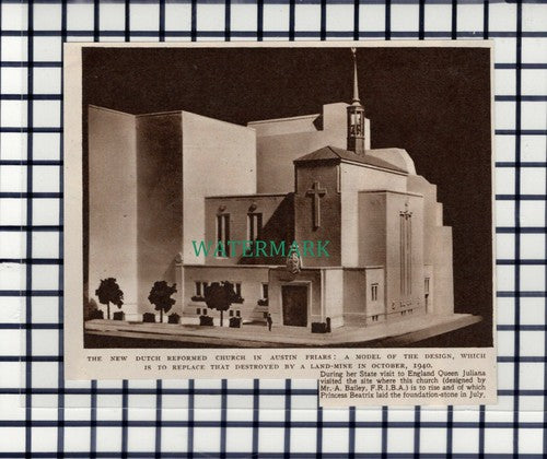 C1653) Dutch Reformed Church Austin Friars - 1950 Cutting