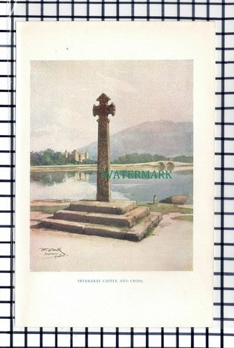 C6454) Inveraray Castle & Cross Scotland - c.1920s Small Print