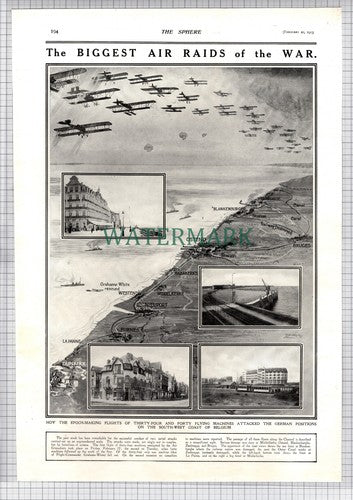 Air Raids Belgium South West Coast Ostend World War One WW1 - 1915 News Page