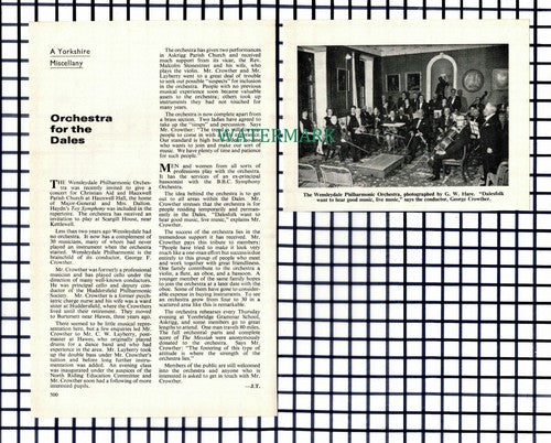 (7061) The Wensleydale Philharmonic Orchestra George Crowther - 1969 Article
