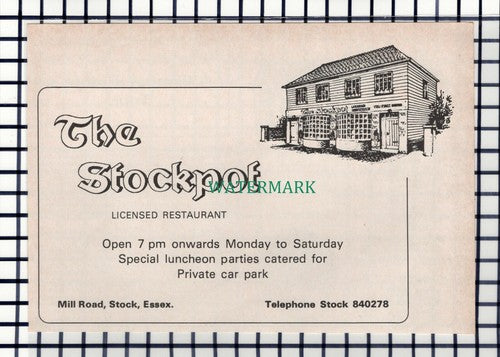 C6642) The Stockpot Stock Essex Advert - 1976 Cutting