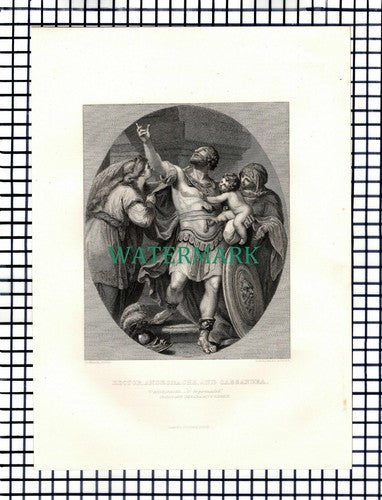 X1604) Troilus & Cressida Andromache Hector Cassandra c.1880 Shakespeare Print