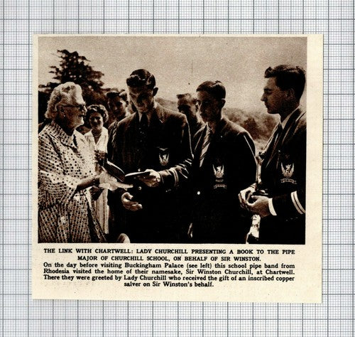 Churchill School Pipe Band Rhodesia Lady Churchill Chartwell - 1961 Cutting