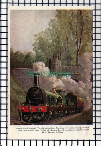 C7243) Prometheus Railway Engine Twerton Tunnel -1947 Book Print