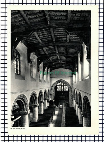 X1453) Walsoken Norfolk Church - 1950s Book Print