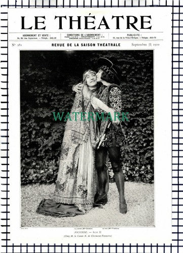 X1599) Mlle Dorziat Mlle Ventura French Actress Joconde - 1910 Book Print