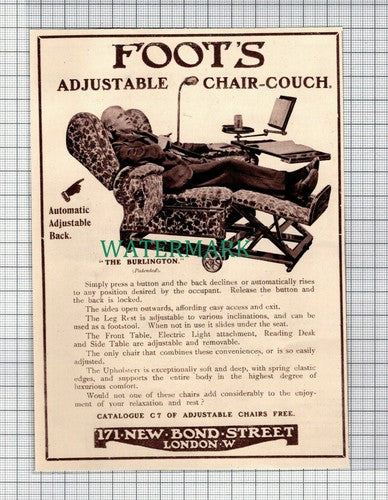 C3379) FOOT'S FOOTS CHAIR Small ADVERT - 1914 Cutting