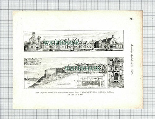 Palace Gate House Kensington / Plymouth Citadel - 1898 Print / Cutting