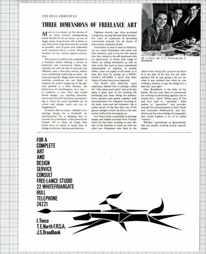 Ivor Teece Ted North John Broadbank Freelance Art Studio - 1966 Article / Print