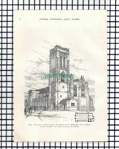 (6872) Latimer Memorial Church Birmingham Bidlake / Hawkesyard Priory - 1903