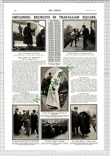 WW1 Recruits Trafalgar Square London Marie Somers Shirley Kellogg - 1915 Article