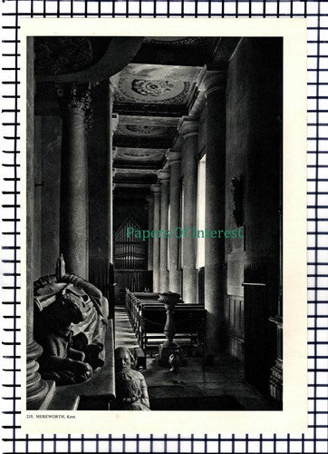 X1440) Mereworth Kent Church - 1950s Book Print