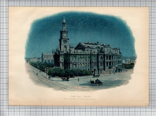 SYDNEY AUSTRALIA Town Hall - c.1910 Print
