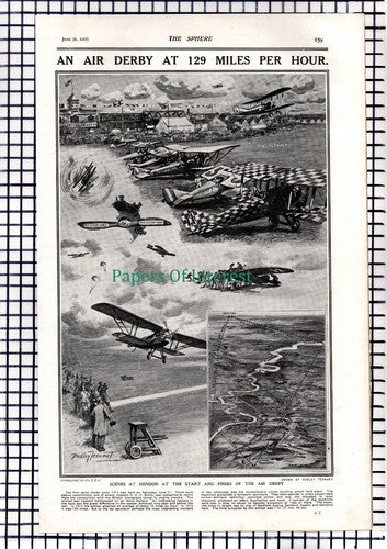 Hendon Air Aerial Derby Captain Gathergood Dudley Tennant - 1919 Page / Print