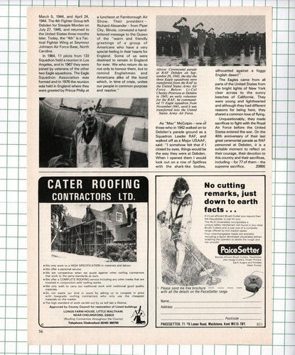 133 Eagle Squadron RAF Debden Chesley Peterson Mamedoff - 1983 Article / Print