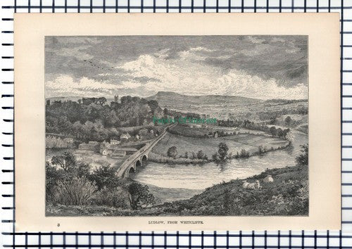 (6392) Ludlow From Whitcliffe - 1891 Antique Print