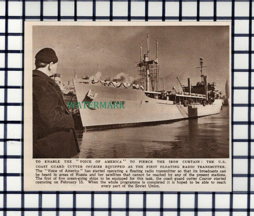 C6689) Coast Guard Cutter COURIER Ship Radio Transmitter - 1952 Cutting