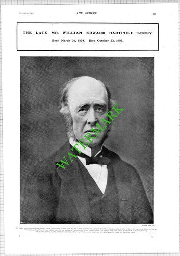 Mr William Edward Hartpole LECKY - 1903 News Page / Print