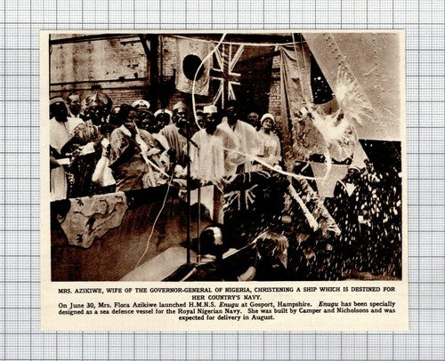 Mrs Flora Azikiwe Nigeria HMNS ENUGA Ship Gosport Hampshire -1961 Small Cutting
