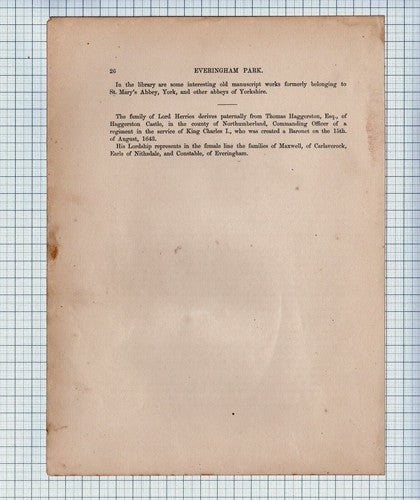 (6202) Everingham Park Market Weighton - c.1880 Article & Print - See condition!