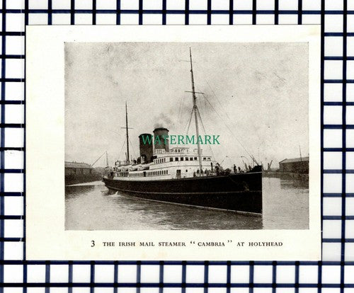 C6723) Irish Mail Steamer CAMBRIA At Holyhead - 1947 Cutting