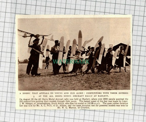 C2141) All Herts Model Aircraft Rally Radlett AC Peck St Albans NG Marcus 1948