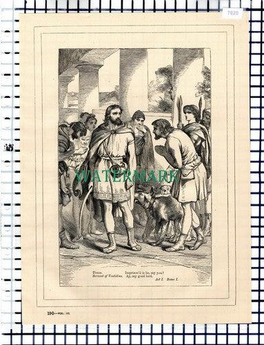 (7820) Timon Of Athens Servant Of Ventidius - c.1880 Shakespeare Book Print