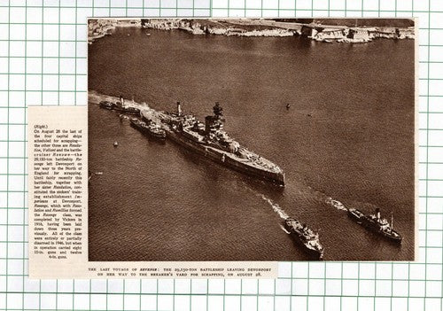 REVENGE Ship Leaving Devonport For Scrapping - 1948 Clip / Print