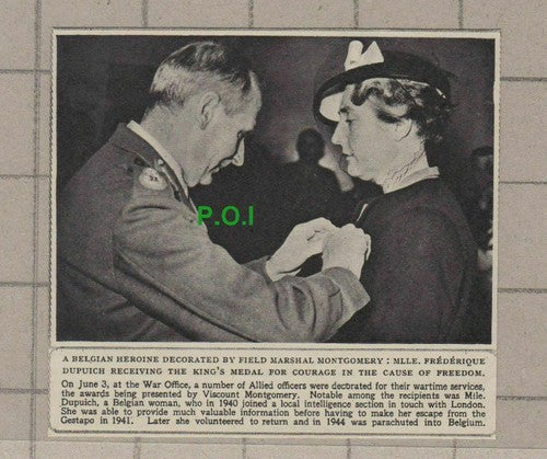 C1891) Mlle Frederique Dupuich Belgium War Medal FM Montgomery - 1948