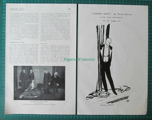 X1203) John Galsworthy Author - 1933 Article